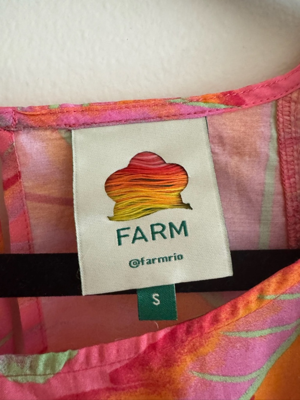 FARM Rio Pink Orange Tropical Ruffle-Sleeve Blouse - Picture 2 of 3